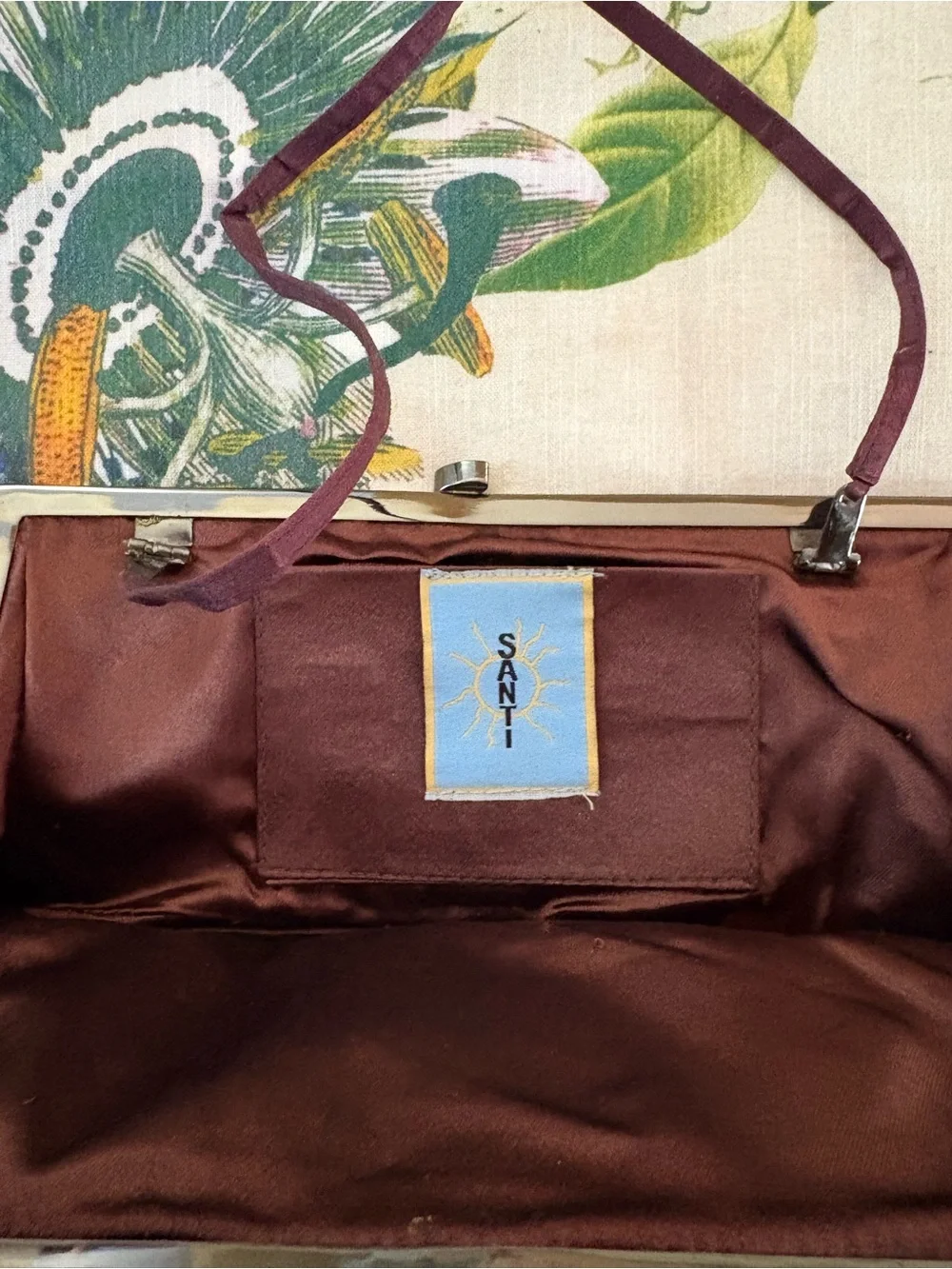 Santi Beaded Burgundy Floral Clutch